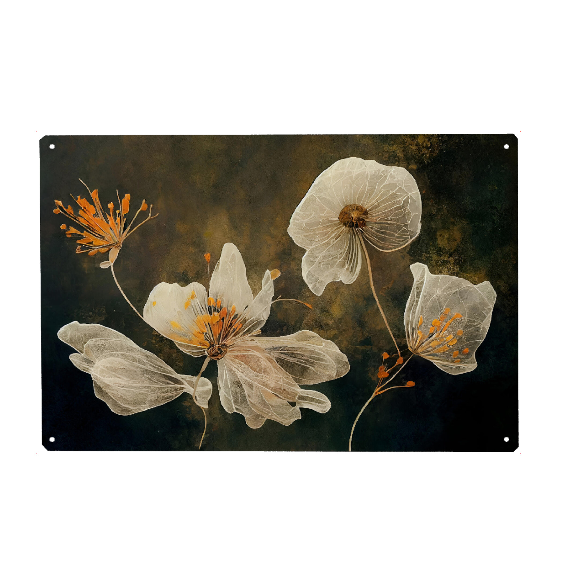 Metall Poster "Gentle Flowers" artboxONE - Natur,Floral,Abstrakt - Floral,Blume,Blumen,Malerei,Filigran,Abstrakt,Treechild - Blechschild
