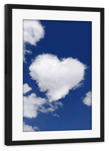 Poster mit Rahmen schwarz "Wolkenherz am Himmel" artboxONE - Natur,Abstrakt,Liebe,Lustig