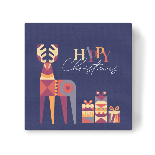 Leinwandbild "Hirsch und Geschenk blau" artboxONE - Weihnachten