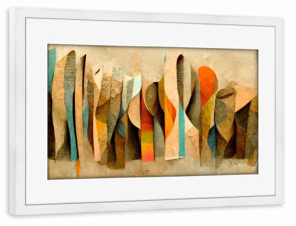 Poster mit Rahmen weiß "Scrolls" artboxONE - Abstrakt,Für Mama,Für Papa - Abstrakt,Dekorativ,Bunt,Pastell,Rollen,Treechild