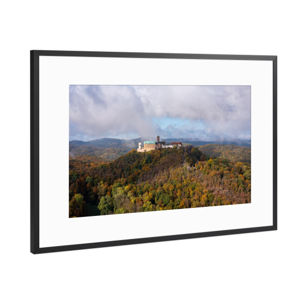 Poster mit Rahmen Schwarz (Metallic) "Die Wartburg im Herbst" artboxONE - Natur,Architektur