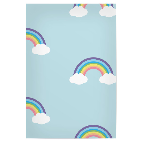 Poster "Regenbogen auf Wolken" artboxONE - Natur,Für Kinder - Bunt,Wolken,Regenbogen,Kinder,Kinderzimmer,Illustration,Muster