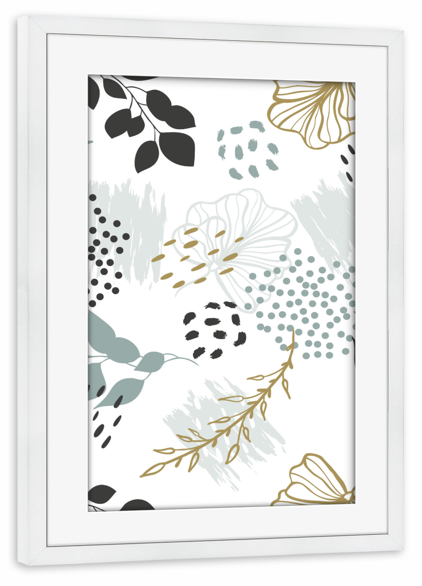 Poster mit Rahmen weiß "Blumen und Formen" artboxONE - Floral,Abstrakt,Geometrie - Blumen,Muster,Formen,Figuren,Pflanzen,Bunt,Floral