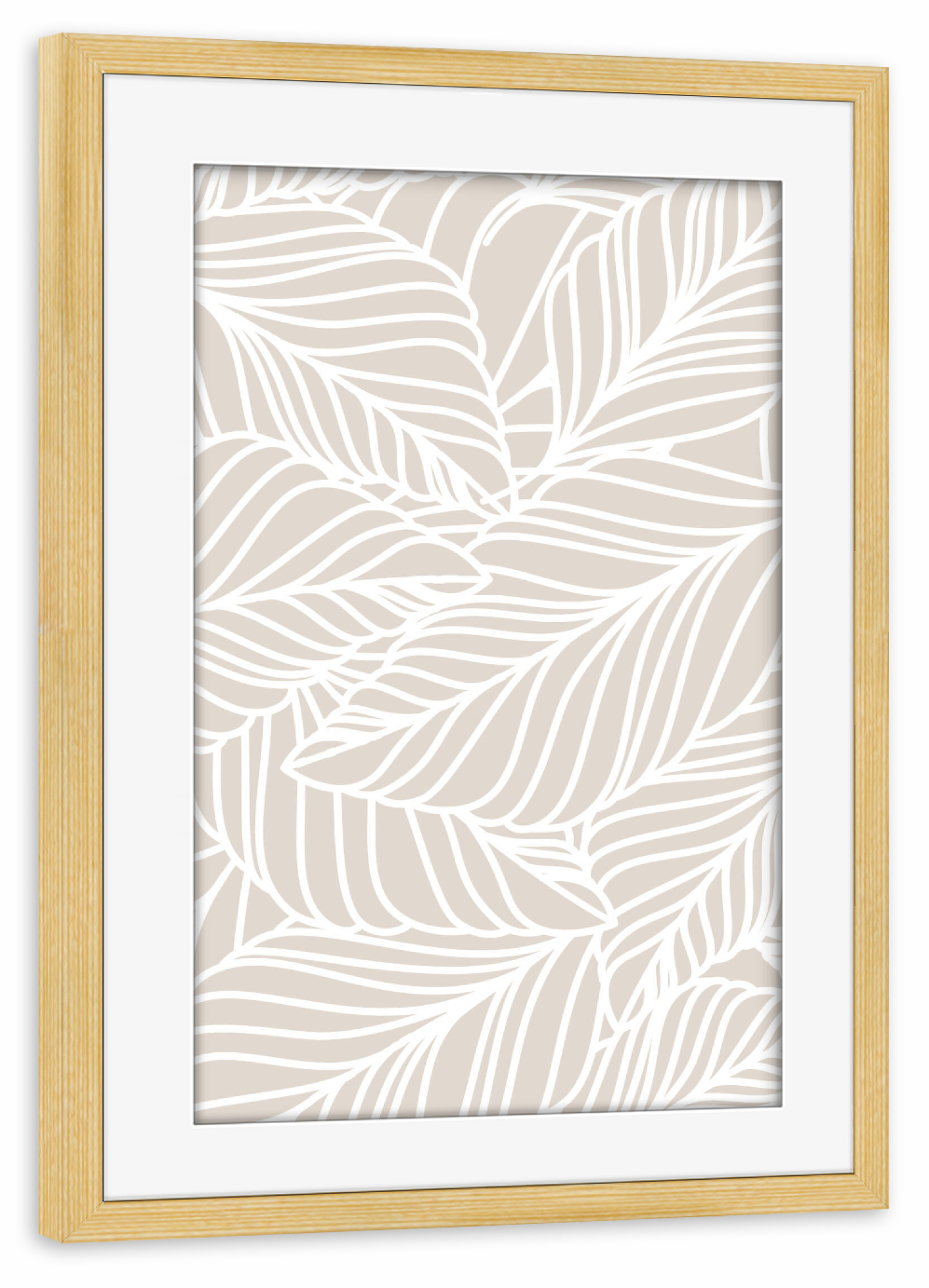 Poster mit Rahmen kiefer "Abstrakte Blätter" artboxONE - Floral - Blätter,Muster,Boho,Beige,Pflanzen,Floral,Botanisch