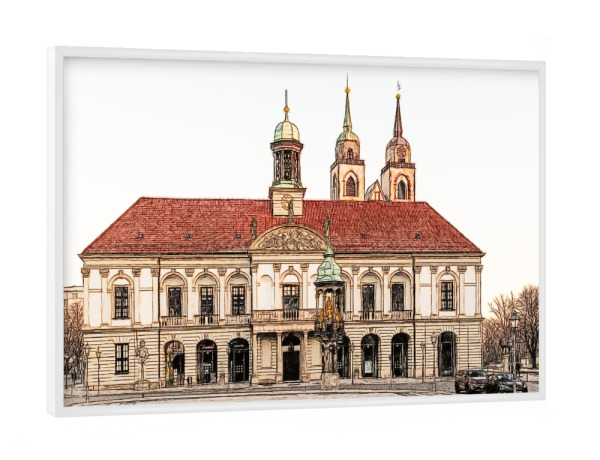 Poster mit weißem Rahmen "Rathaus Magdeburg" artboxONE - Architektur - Magdeburg,Rathaus,Altes rathaus,Magdeburger rathaus