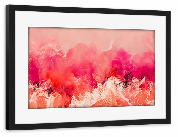 Poster mit Rahmen schwarz "Pink Wave" artboxONE - Natur,Abstrakt - Pink,Rosa,Wellen,Natur,Abstrakt,Gischt,Wellenbewegung,Meer,Treechild