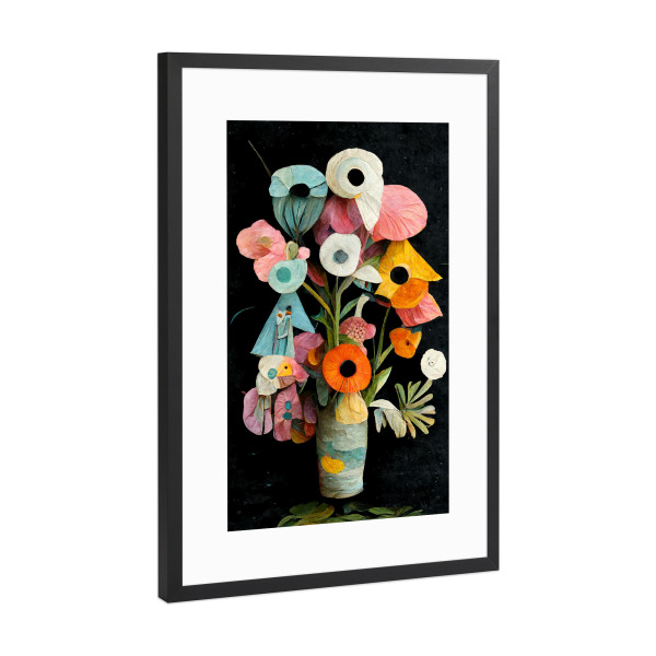 Poster mit Rahmen Schwarz (Metallic) "Les Fleurs" artboxONE - Natur,Abstrakt,Für Mama,Für Papa