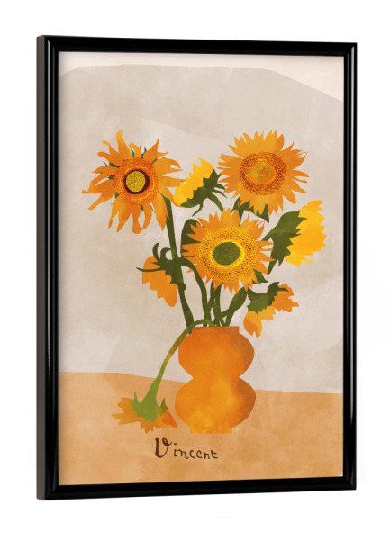 Poster mit schwarzem Rahmen "Sunflowers art" artboxONE - Natur,Floral,Abstrakt