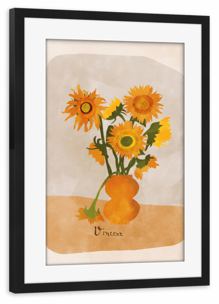 Poster mit Rahmen schwarz "Sunflowers art" artboxONE - Natur,Floral,Abstrakt
