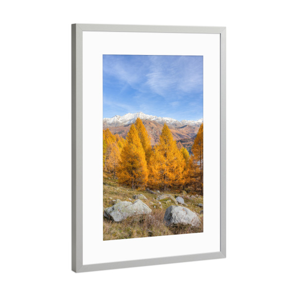 Poster mit Rahmen Silber "Herbst im Engadin in der Schweiz" artboxONE - Natur,Reise,Reise / Länder