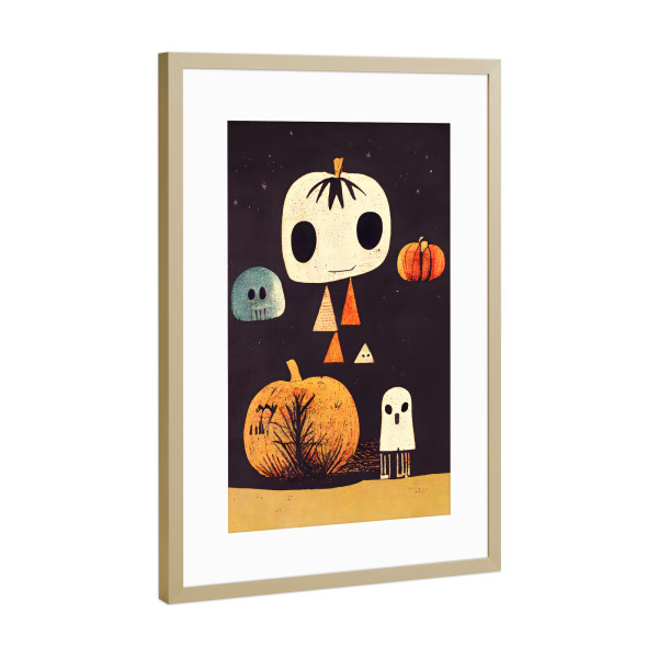 Poster mit Rahmen Gold "Grusel Freunde" artboxONE - Für Kinder,Abstrakt,Halloween,Lustig