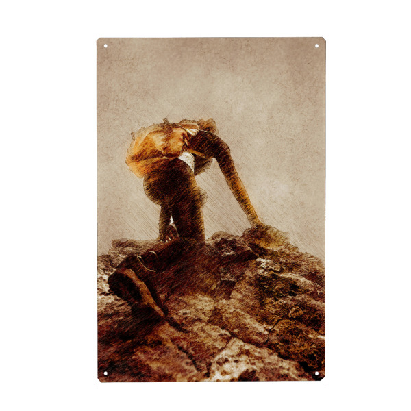 Holzbild "Bergsteiger" artboxONE - Menschen,Sport - Bergsteiger,Kletterer,Klettern,Berg,Bergsteiger