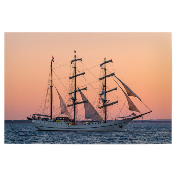 Poster 30x20 cm "Segelschiff, Meer, Sonnenuntergang" artboxONE - Natur,Reise,Reise / Strand und Meer