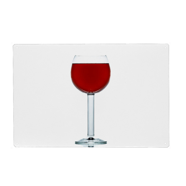 Metall Poster "Ein Glas mit Rotwein" artboxONE - Essen & Trinken - Wein,Glas,Weinglas,Getränk,Trinken,Rotwein - Blechschild