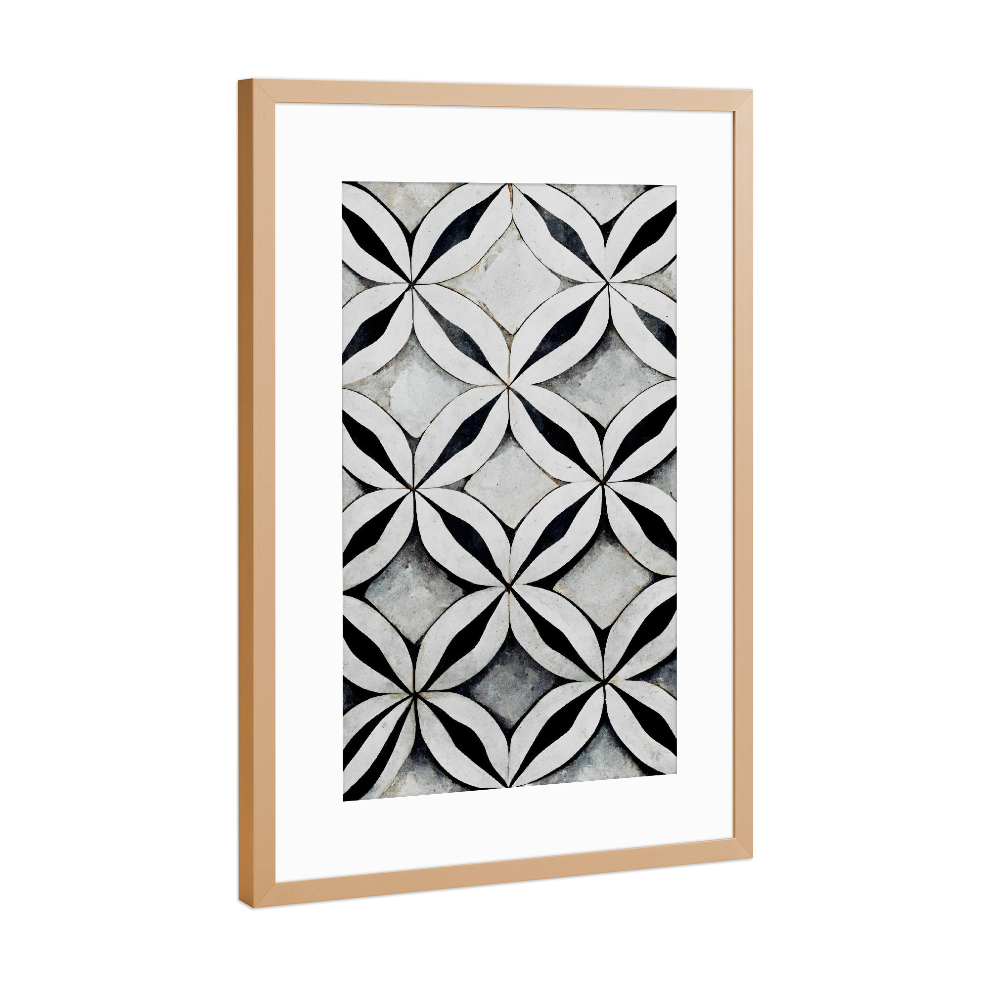 Poster mit Rahmen Kupfer "Vintage Fliese" artboxONE - Abstrakt,Schwarzweiß,Geometrie