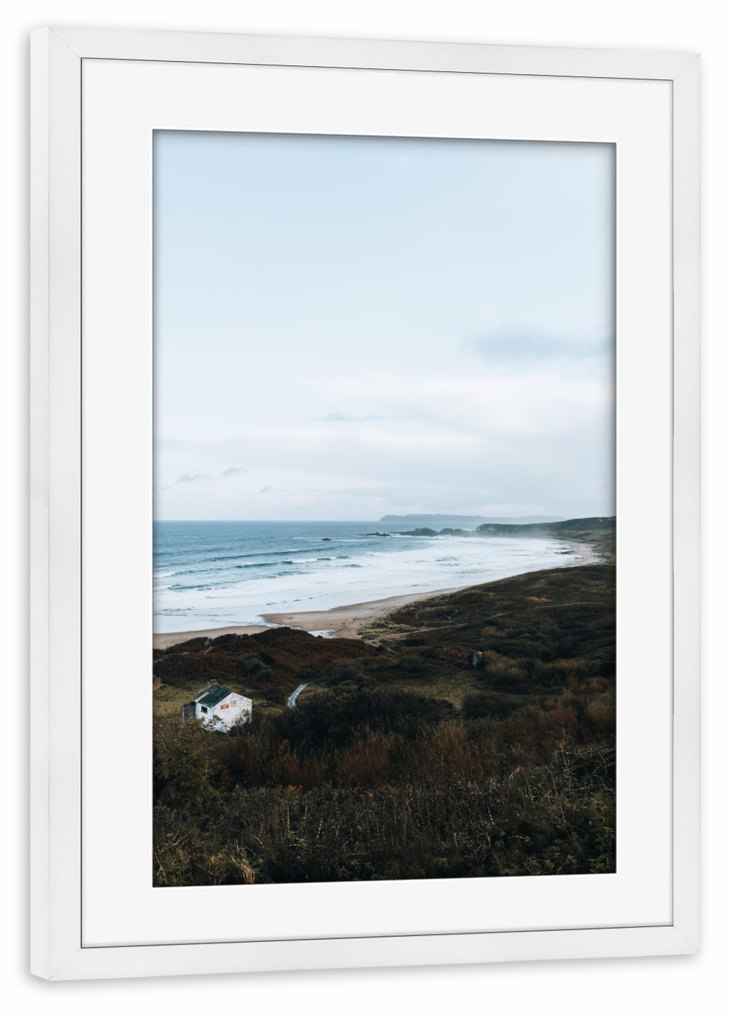 Poster mit Rahmen weiß "Cabin at the Beach" artboxONE - Natur,Reise,Reise / Strand und Meer,Reise / Länder