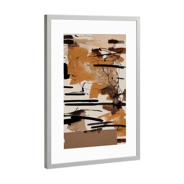 Poster mit Rahmen Silber "Rusty Machine" artboxONE - Abstrakt,Geometrie - Abstrakt,Pinselstrich,Dekorativ,Erdfarben,Naturfarben,Treechild