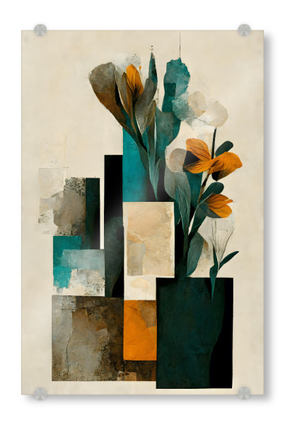 Acrylglasbild "Vases and Flowers" artboxONE - Natur,Floral,Abstrakt - Blume,Blumen,Dekorativ,Vase,Floral,Abstrakt,Treechild