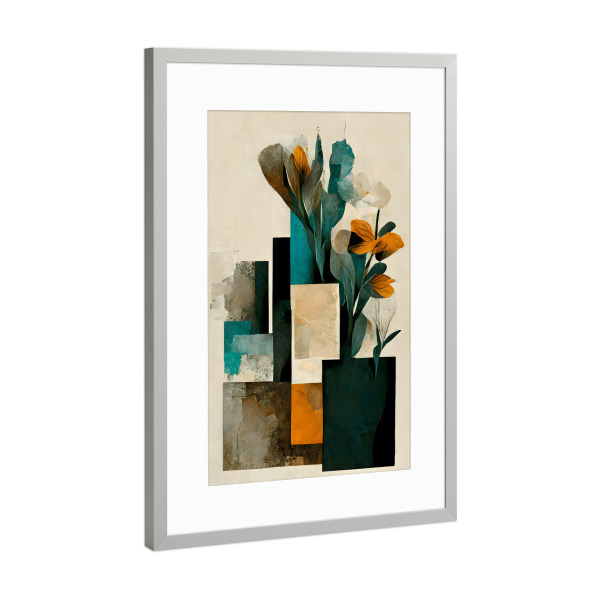 Poster mit Rahmen Silber "Vases and Flowers" artboxONE - Natur,Floral,Abstrakt - Blume,Blumen,Dekorativ,Vase,Floral,Abstrakt,Treechild