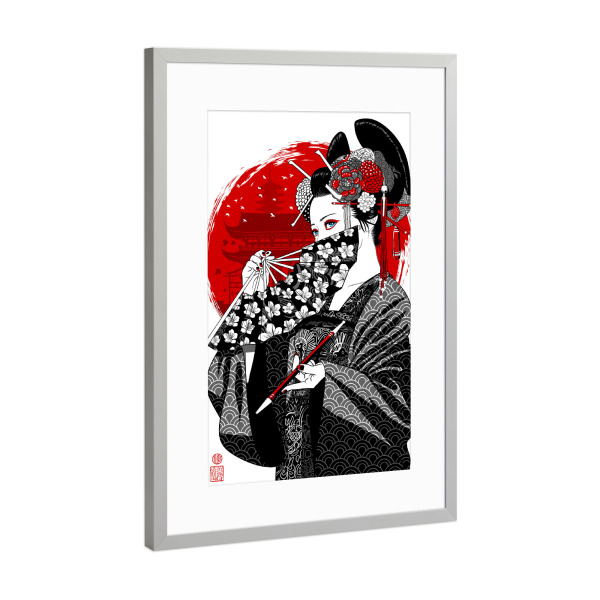 Poster mit Rahmen Silber "Maiko" artboxONE - Städte / Tokio