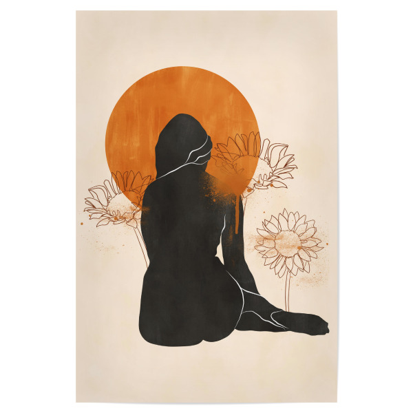 Poster 30x20 cm "Portrait Frau und Sonnenblumen" artboxONE - Natur,Floral,Abstrakt