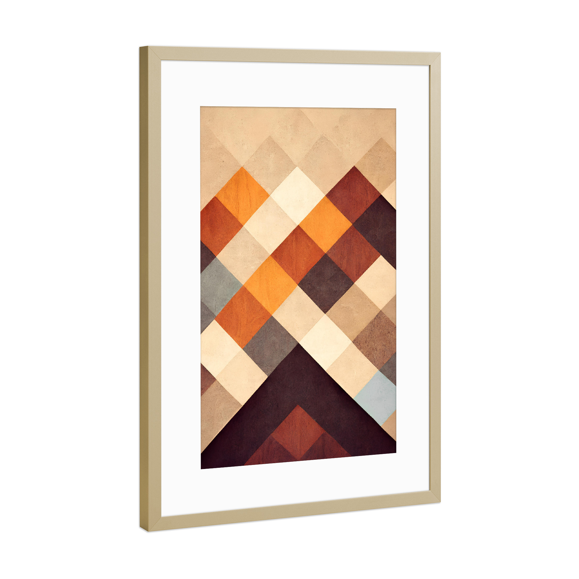 Poster mit Rahmen Gold "The Pyramid" artboxONE - Abstrakt,Geometrie - Geometrie,Pyramide,Naturfarben,Erdfarben,Abstrakt,Struktur,Dekorativ,Treechild