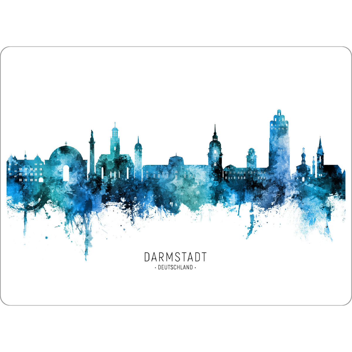 Tischset "Darmstadt Skyline blauer Name" artboxONE - Städte - Darmstadt,Deutschland,Skyline,Stadtbild,Aquarell,Malerei - Bild darmstadt