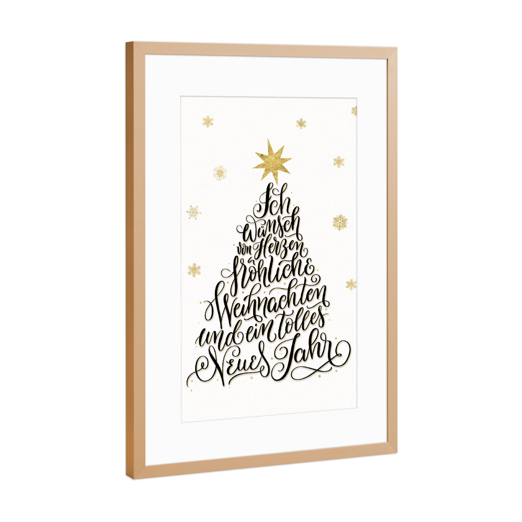 Poster mit Rahmen Kupfer "Frohes Fest Tannenbaum" artboxONE - Typografie,Weihnachten