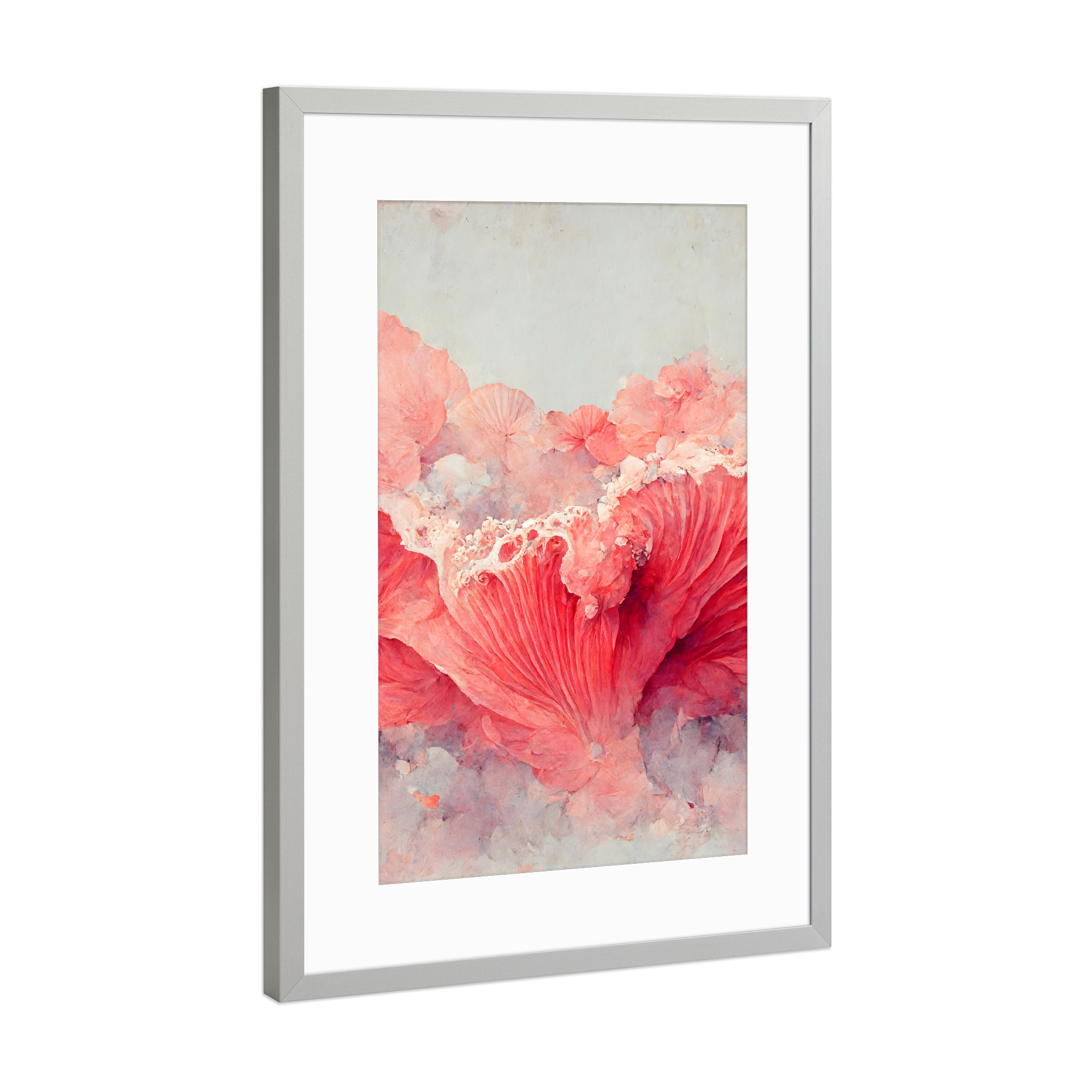 Poster mit Rahmen Silber "Rosige Koralle" artboxONE - Natur,Floral,Abstrakt