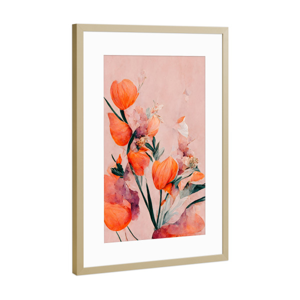 Poster mit Rahmen Gold "Tangelo Tulpen" artboxONE - Natur,Floral,Abstrakt,Für Mama