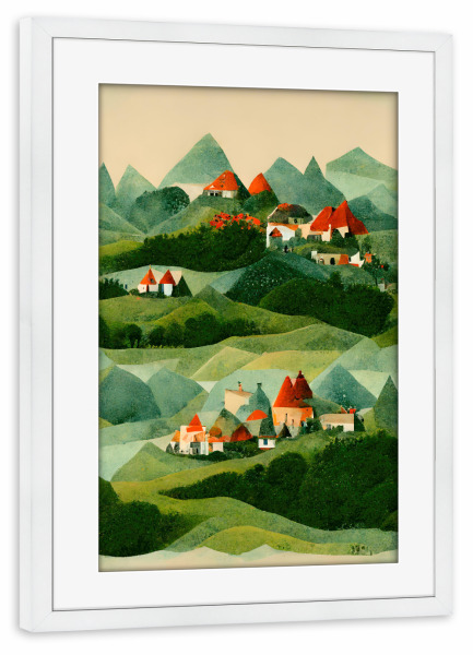 Poster mit Rahmen weiß "Grüne Heide" artboxONE - Städte,Natur,Für Kinder