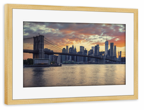 Poster mit Rahmen kiefer "Sonnenuntergang in New York" artboxONE - Städte,Städte / New York,Reise,Architektur,Reise / Länder