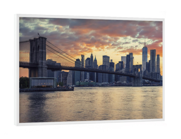 Poster mit weißem Rahmen "Sonnenuntergang in New York" artboxONE - Städte,Städte / New York,Reise,Architektur,Reise / Länder