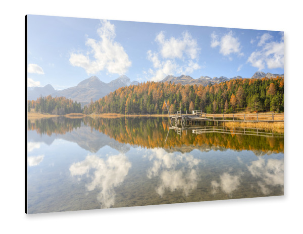 Alu-Dibond "Herbsttag am Stazersee im Engadin" 30x20 cm artboxONE