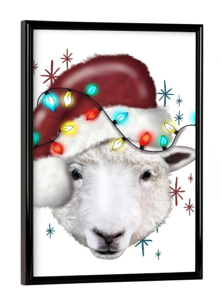 Poster mit schwarzem Rahmen "Weihnachtsschaf Frohes Neues" artboxONE - Für Kinder,Tiere,Weihnachten,Festivals,Lustig