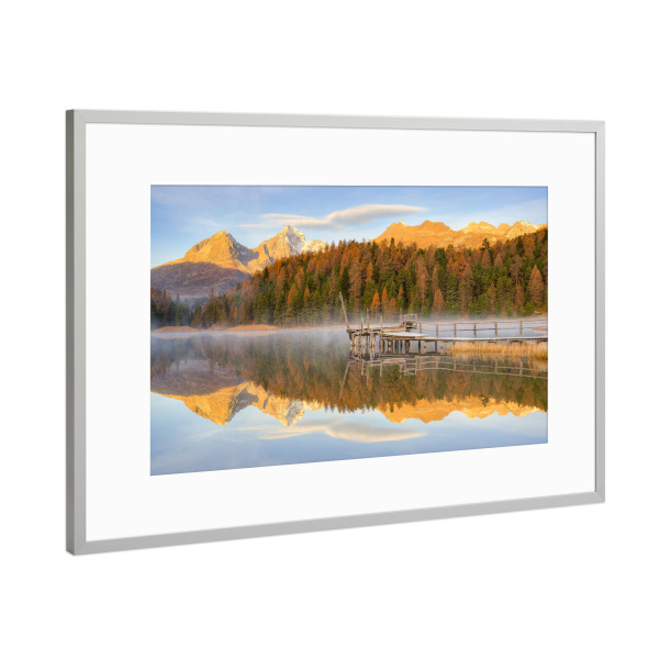 Poster mit Rahmen Silber "Morgens am Stazersee" artboxONE - Natur,Reise,Reise / Länder