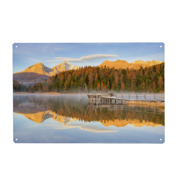 Metall Poster "Morgens am Stazersee" artboxONE - Natur,Reise,Reise / Länder