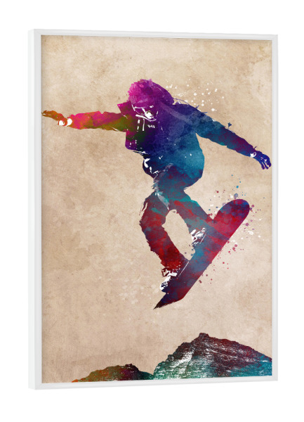 Poster mit weißem Rahmen "Snowboard-Sport-Illustration" artboxONE - Sport - Schnee,Snowboard,Snowboarder,Snowboard,Sport,Winter