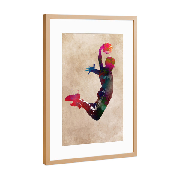 Poster mit Rahmen Kupfer "Abbildung des Basketballspielers" artboxONE - Sport - Basketball,Ball,Korb,Abbildung,Sport
