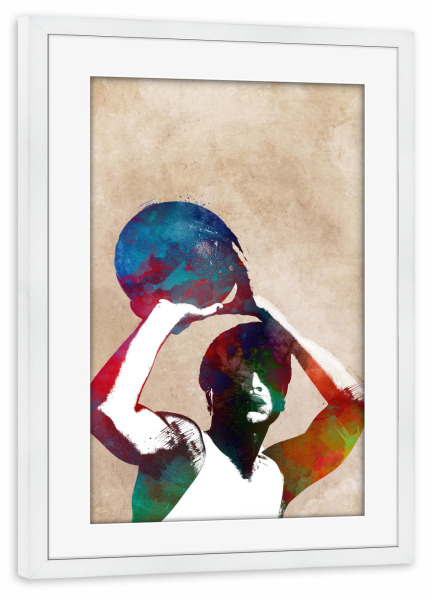 Poster mit Rahmen weiß "Basketball-Sport-Illustration" artboxONE - Sport - Basketball,Sport,Spiel,Ball,Illustration