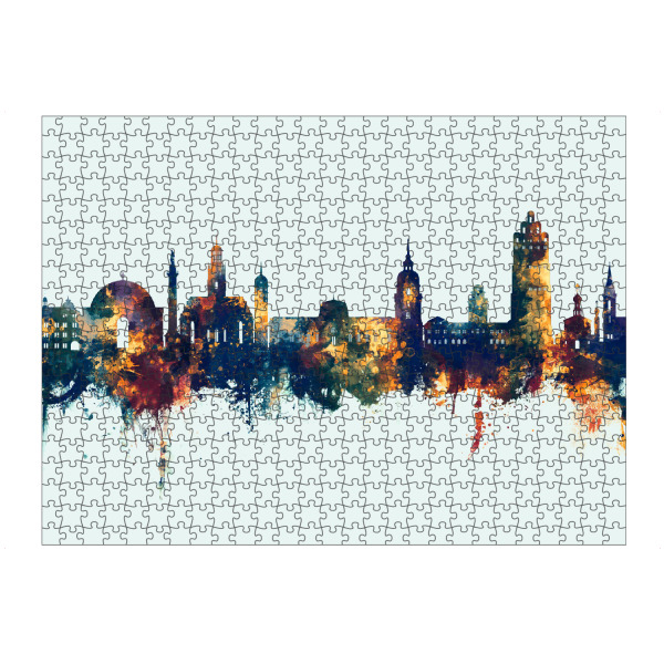 Puzzle Ravensburger "Darmstadt Deutschland Skyline" artboxONE - Städte - Darmstadt,Deutschland,Skyline,Stadtbild,Stadtbild,Aquarell,Malerei