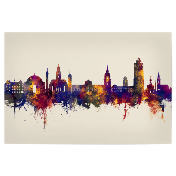 Poster "Darmstadt Skyline Herbst" artboxONE - Städte - Darmstadt,Deutschland,Skyline,Stadtbild,Stadtbild,Aquarell,Malerei