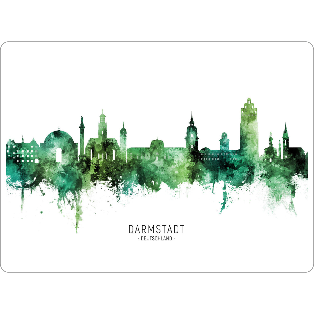 Tischset "Darmstadt Skyline Grüner Name" artboxONE - Städte - Darmstadt,Deutschland,Skyline,Stadtbild,Stadtbild,Aquarell,Malerei - Bild darmstadt