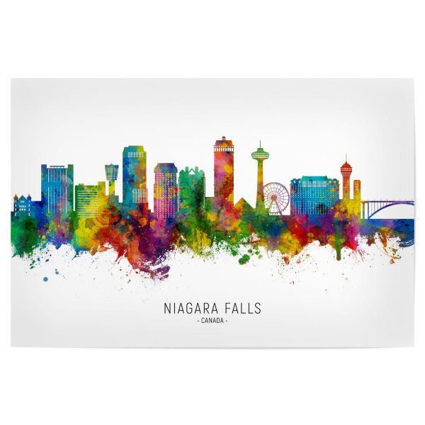 Poster 30x20 cm "Niagara Falls Kanada Skyline txt" artboxONE - Städte - Niagarafälle,Kanada,Skyline,Stadtbild,Stadtbild,Aquarell,Malerei