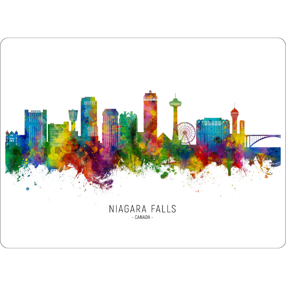 Tischset "Niagara Falls Kanada Skyline txt" artboxONE - Städte - Niagarafälle,Kanada,Skyline,Stadtbild,Stadtbild,Aquarell,Malerei