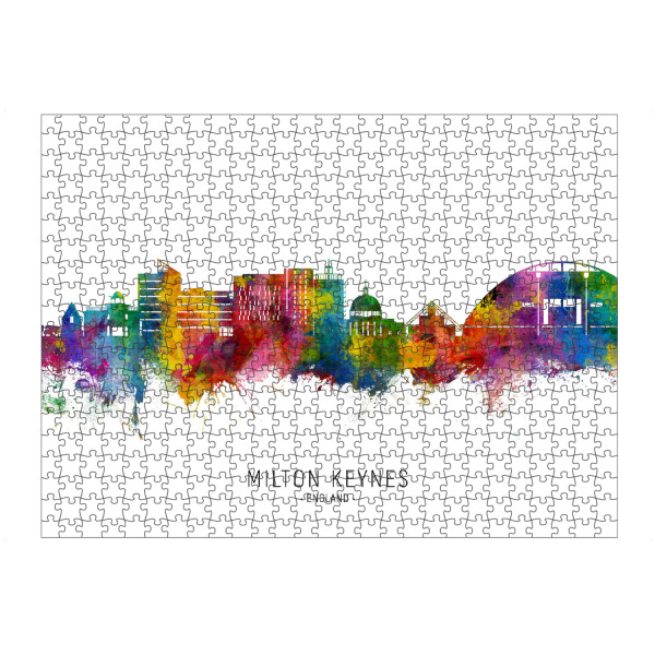 artboxONE Puzzle "Milton Keynes England Skyline txt" artboxONE - Städte - Milton keynes,England,Skyline,Stadtbild,Stadtbild,Aquarell,Malerei