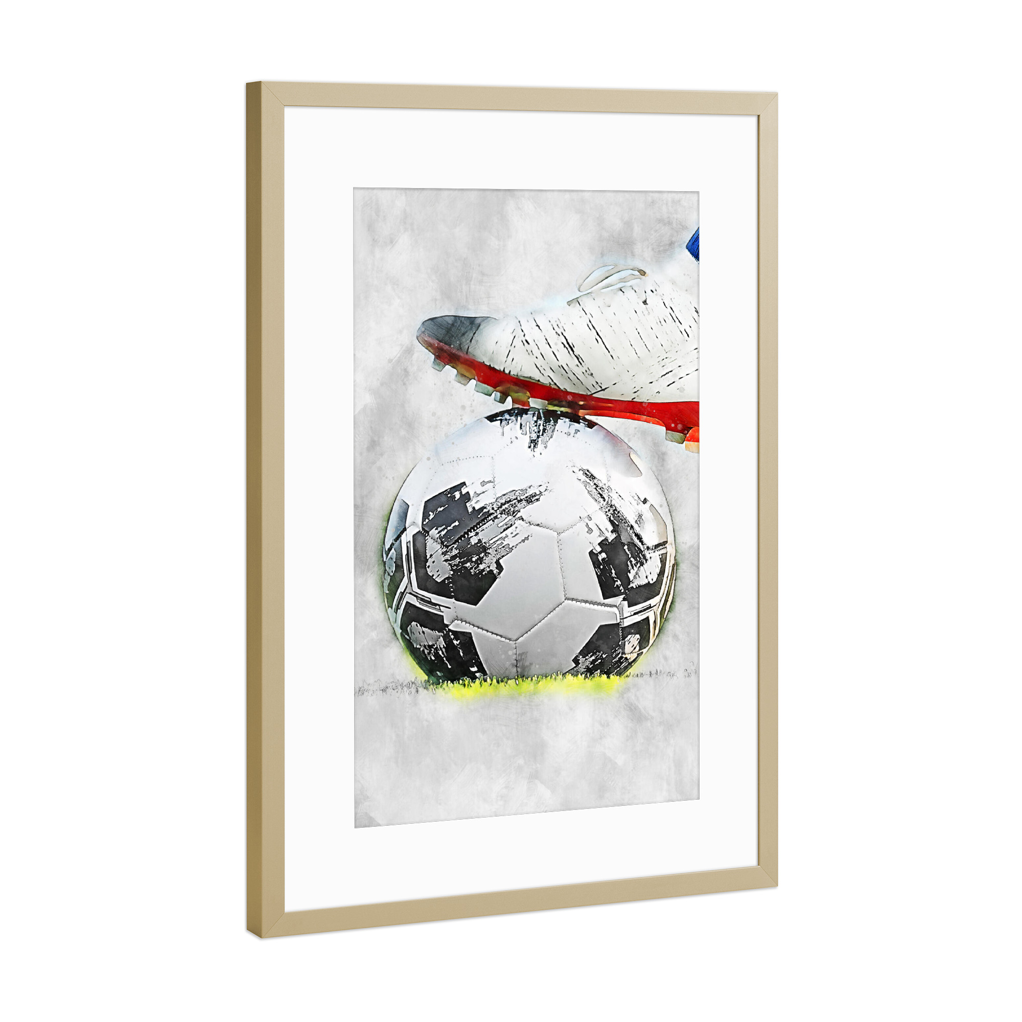 Poster mit Rahmen Gold "Football 6 (matart)" artboxONE - Sport,Sport / Fußball - Fußball,Fußballer,Fußball,Spieler,Ball,Team,Sport