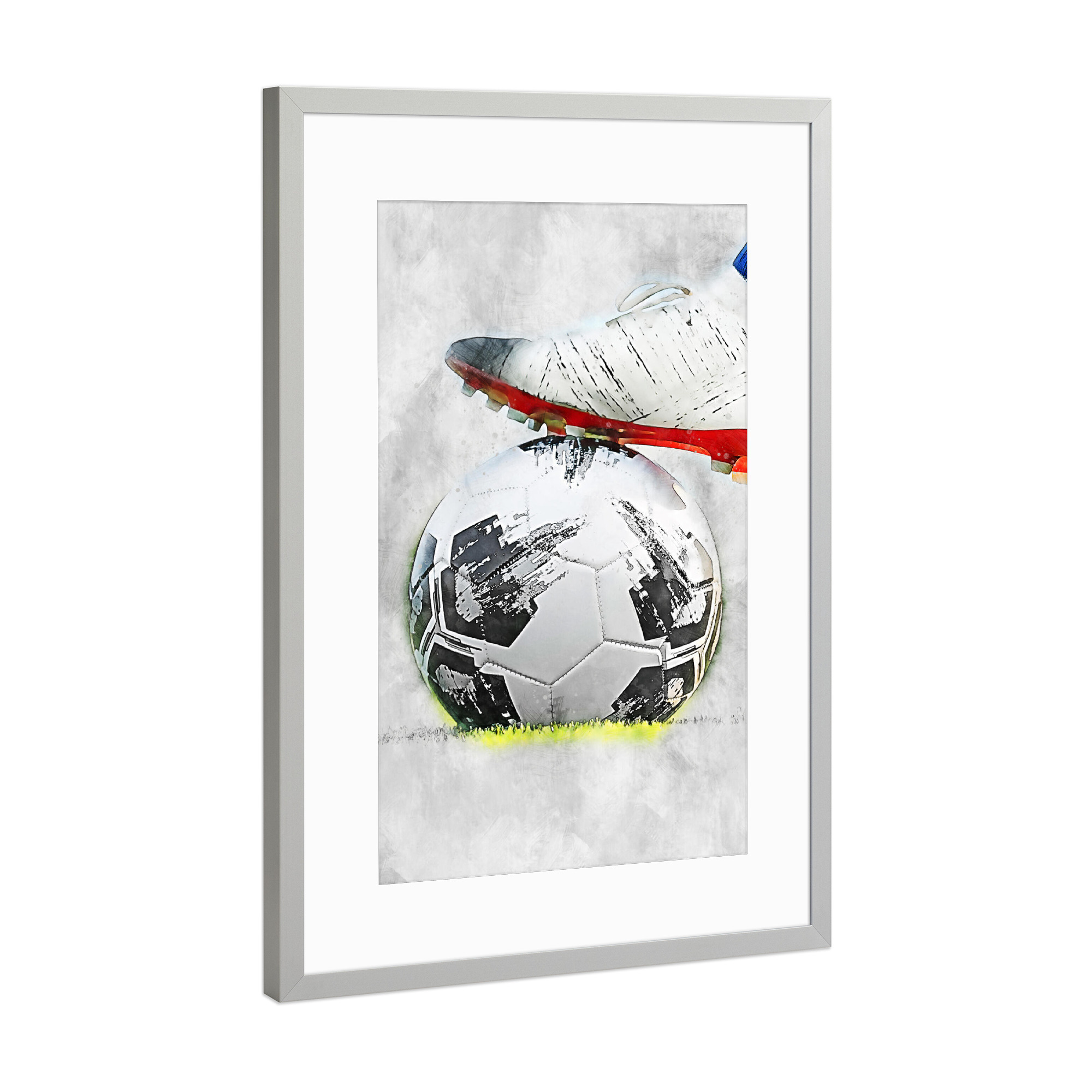 Poster mit Rahmen Silber "Football 6 (matart)" artboxONE - Sport,Sport / Fußball - Fußball,Fußballer,Fußball,Spieler,Ball,Team,Sport