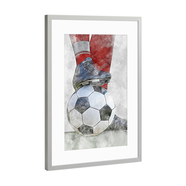 Poster mit Rahmen Silber "Football 5 (matart)" artboxONE - Sport,Sport / Fußball - Fußball,Fußballer,Fußball,Spieler,Ball,Team,Sport