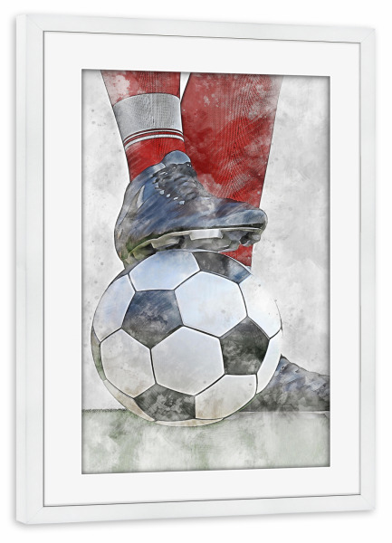 Poster mit Rahmen weiß "Football 5 (matart)" artboxONE - Sport,Sport / Fußball - Fußball,Fußballer,Fußball,Spieler,Ball,Team,Sport